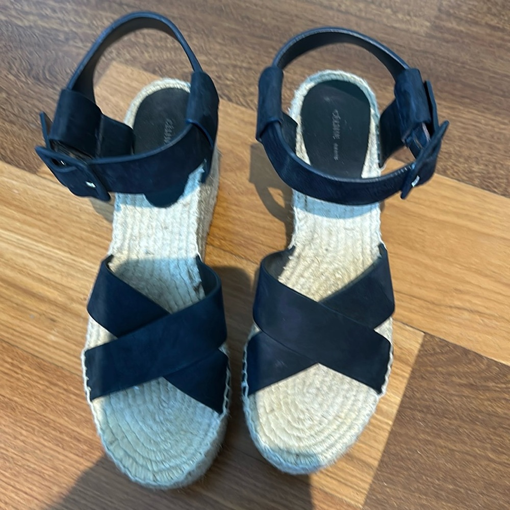Celine Navy Blue Espadrille Sandals; like new
